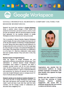 GOOGLE WORKSPACE REINVENTS COMPANY CULTURE FOR MODERN WORKFORCES